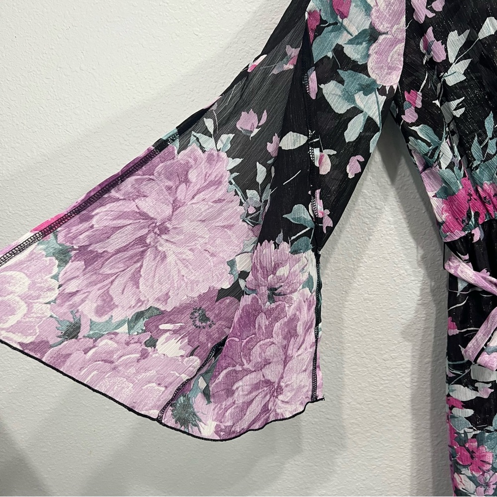 Alexa B Nites Shimmer Wrap Floral Maxi Dress - Picture 11 of 16